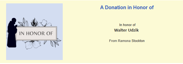 In honor of Walter Udzik - Ramona Stockton