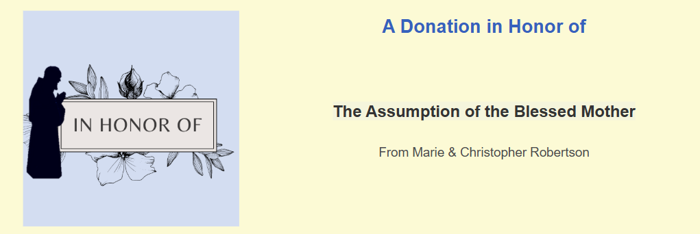2026 In Honor of the Assumption of the Blessed Virgin Mary Marie & Christopher Robertson